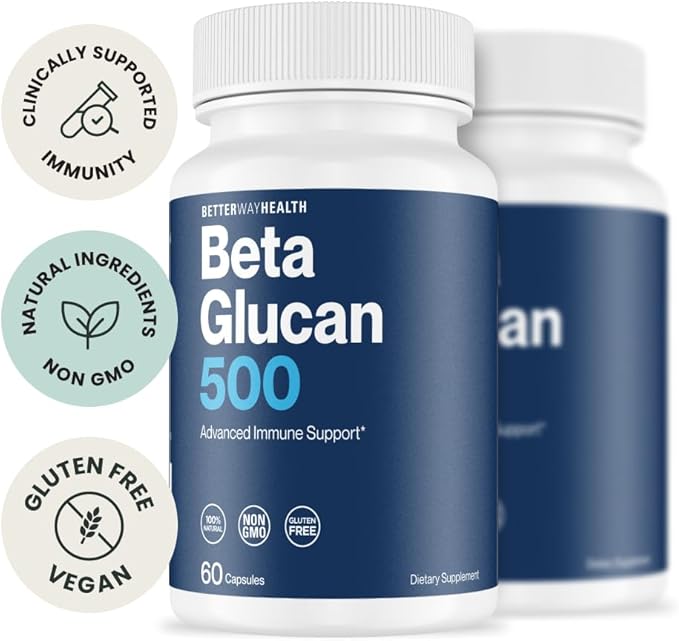 Better Way Health™ - Advanced Immune Readiness - Highly Purified 13/16 Beta Glucan 500 - Clinically Tested Immune Defense - 500mg/60 Capsules (Pack of 2)