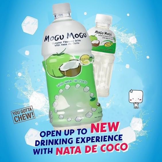 Mogu Mogu Coconut Juice with 25% Nata De Coco 1000ml (12 Pack)