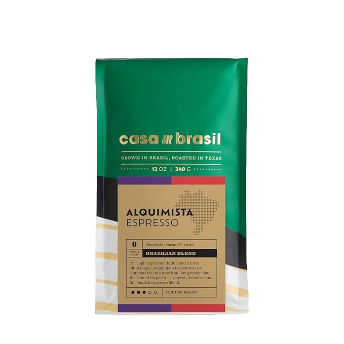 Alquimista Espresso Blend - Roasted by Casa Brasil Coffees - Whole Bean Coffee - 5 Pound Bag