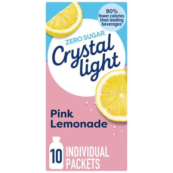 Crystal Light On-The-Go Variety Pack – Peach Mango Green Tea &amp Pink Lemonade Sugar-Free Powdered Drink Mix 10 CT Each (2 ea.Variety Pack)