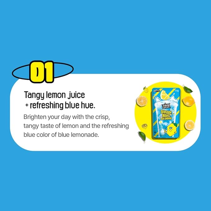 ROASTIQUE Official Cafe Real Blue Lemonade - Flavored Juice Drink Pouch Zesty Tangy Korean Convenience Store Drinks 7.77 fl oz (Pack of 10)