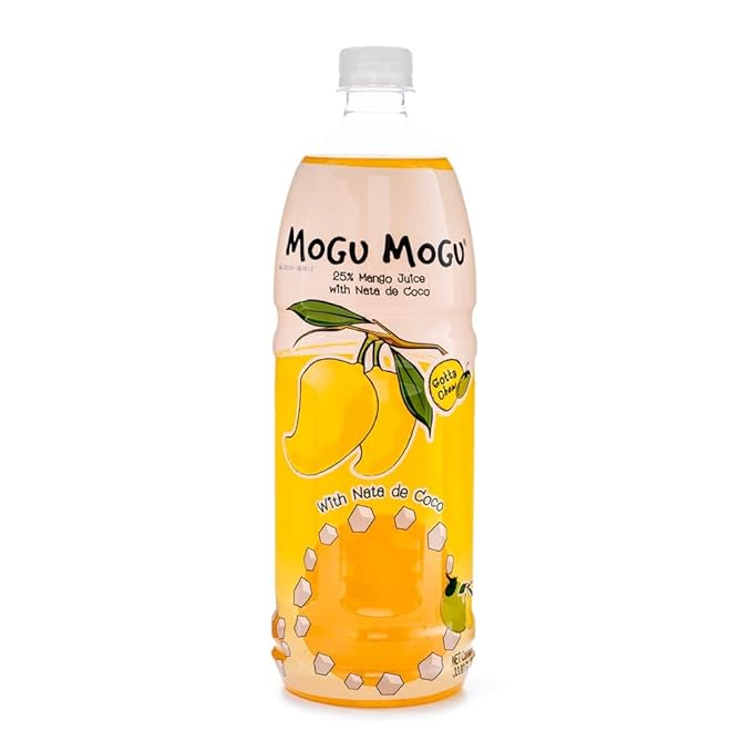 [Pack of 7] [Free Measuring Spoon] Mogu Mogu Juice with Nata De Coco - 33.8 Fl Oz Large Family Size (7 Mixed Flavor) 320 ml