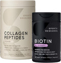 Sports Research Collagen Peptides for Women &amp Men Hydrolyzed Type 1 &amp 3 Protein Supplement Easy Mixing Vital Nutrients Proteins and Vegan Biotin 10000mcg Max Strength B7 120 Softgels (4 Month