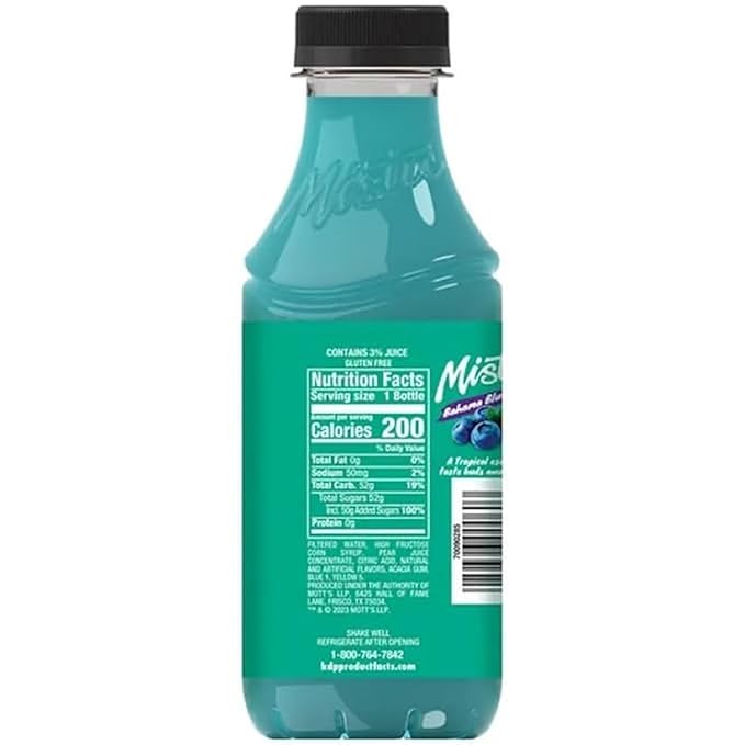 Mis-tic Vibrant Flavor Bahama Blueberry Juice 16 fl oz - 12 Plastic Bottles (Pack of 12 Bahama Blueberry)