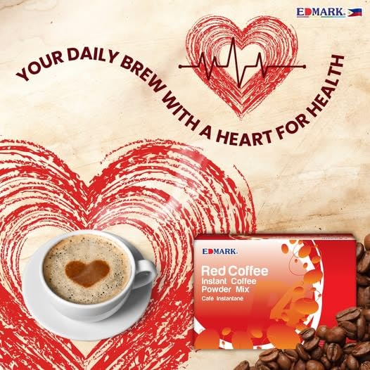 EDMARK Red Coffee - ZERO Sugar | Organic Instant Coffee w/Rose Petal Extract | Aromatic Red Coffee Pods for Daily Energy Focus Wellness &amp Coffee Lovers | 15g x 20 Convenient Sachets