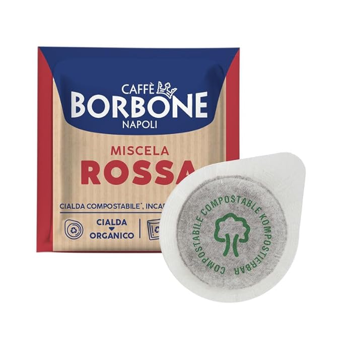 Caffè Borbone Espresso Paper Pods Red Blend Strong and Creamy Medium Roast ESE Pods Authentic Italian Espresso - 50 Count