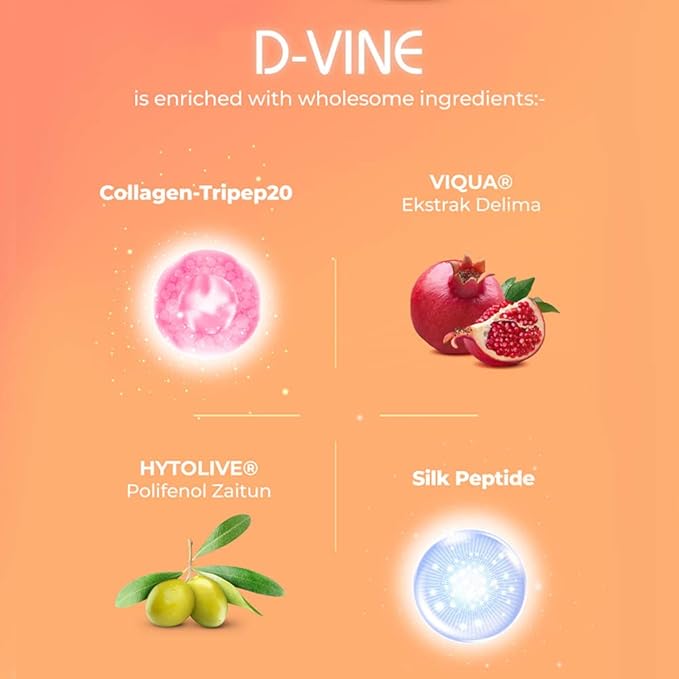 WELLOUS Ibling D-Vine Anti Aging Pomegranate Extract Collagen Tripeptides for Skin WrinklesHairNail 60 Tablets/Bottle (Pack of 2)