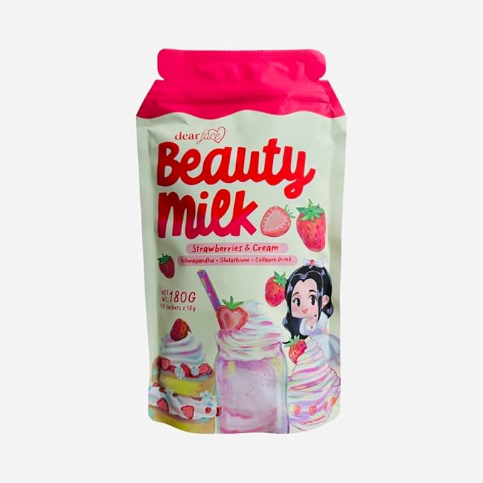 Dear Face Beauty Strawberries &amp Cream Collagen Drink 10 Sachets x 18g