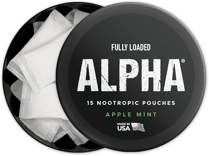 Fully Loaded Alpha Nootropic Pouches (Apple Mint) - 5 Cans - 15 Pouches per can - Effective Nootropic Delivery Nic Pouch Replacement - Faster Absorption Alpha GPC L-Tyrosine GABA