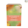 Taylors of Harrogate White Hibiscus &amp Peach Green Tea Individually Wrapped Bags 20 Count (Pack of 6) Delicate Fruity and Sweet Caffeinated Enjoy Hot or Iced 120 Teabags Total