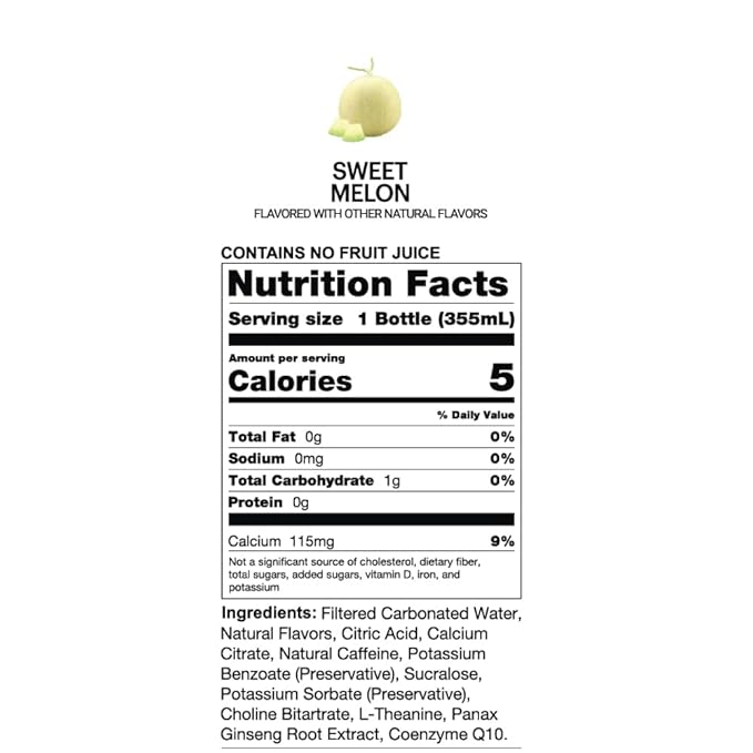 UPTIME Energy Drink Sweet Summer Melon Sparkling 12 Pack Vitamin C L Theanine Calcium Sugar Free Energy Drinks for Focus Support 142mg of Natural Caffeine 5 Calories Natural 12 fl oz Cans