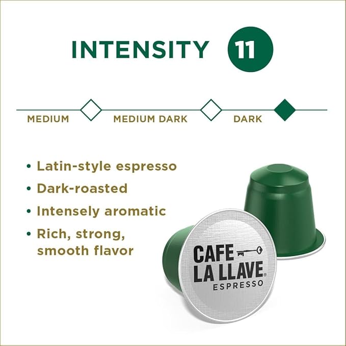 Cafe La Llave Latin Style Espresso Pods Dark Roast Compatible with Nespresso Original Line 80 Count Aluminum Capsules