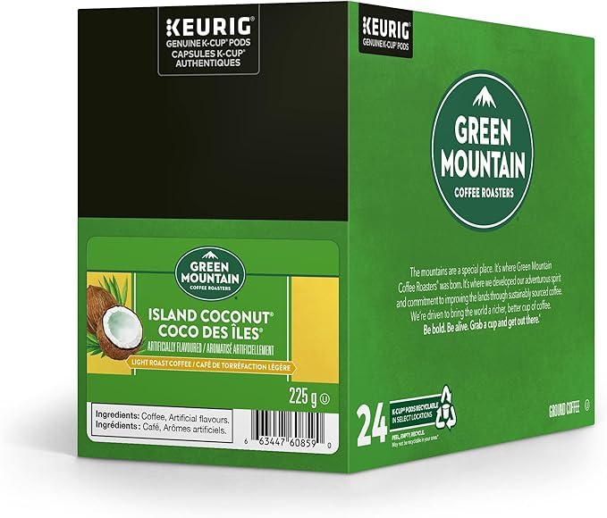 Green Mountain Coffee Roasters Island Coconut Single-Serve Keurig K-Cup Pods Flavored Coffee 24 Count (Packaging May Vary)