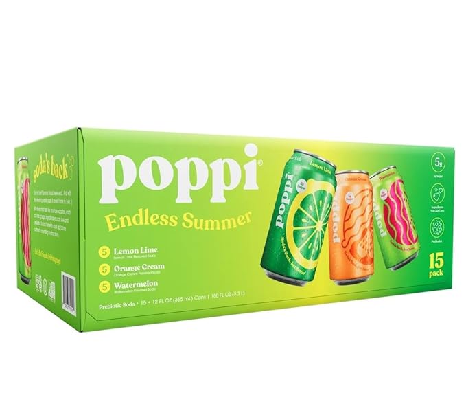 Popi Soda Juicy Faves Variety Pack 12 fl oz 15-count