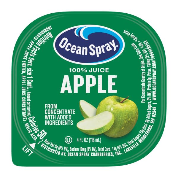 Ocean Spray 100% Apple Juice Cups 4 Ounce (Pack of 48)