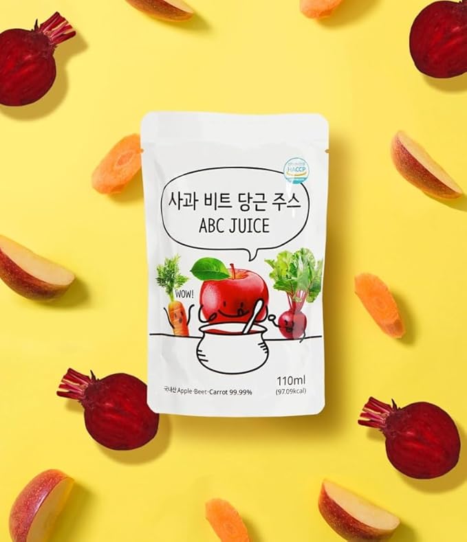 YoonSunAe ABC Juice 110ml/3.72fl.oz. X 30 Pouch Apple Beet Carrot Juice NFC(Not From Concentrate) No Sugar Added Made in Korea