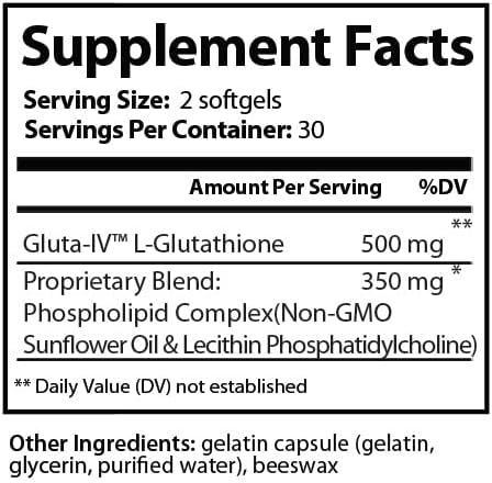 Research Labs Liposomal Glutathione Supplement w/Gluta-IV™ 100x Enhanced Absorption Over Powder Glutathione. 2 Fer 1 Ad 120 Total Liposomal Softgels
