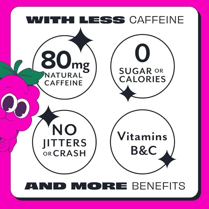 ASPIRE® Raspberry Acai Healthy Energy Drink 80mg Natural Caffeine Zero Sugar No Carbs Keto Friendly 24 Pack Green Tea Sugar Free Drink Low Caffeine Zero Calorie