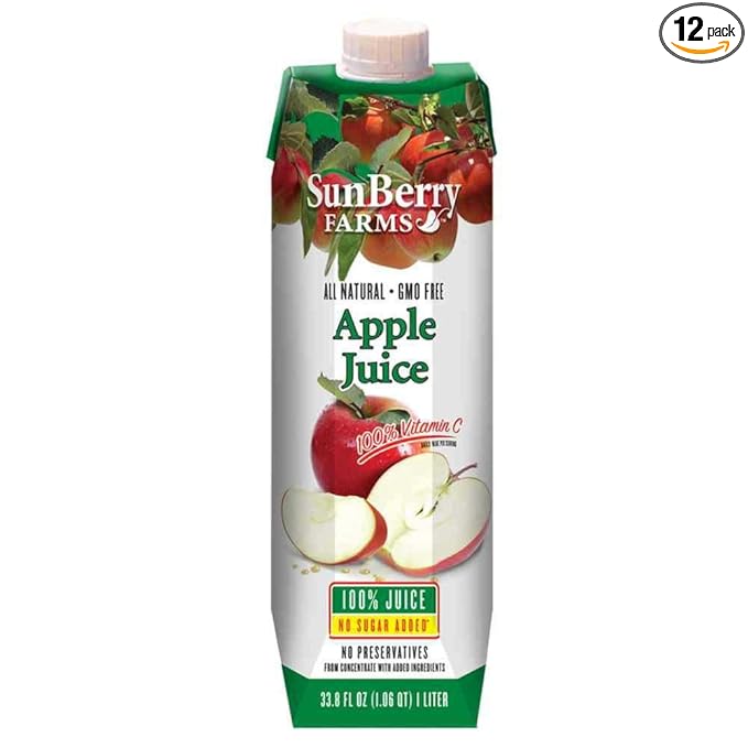 Sunberry Farms 100 Percent Apple Juice 33. 8 Fluid Ounce -- 12 per case.