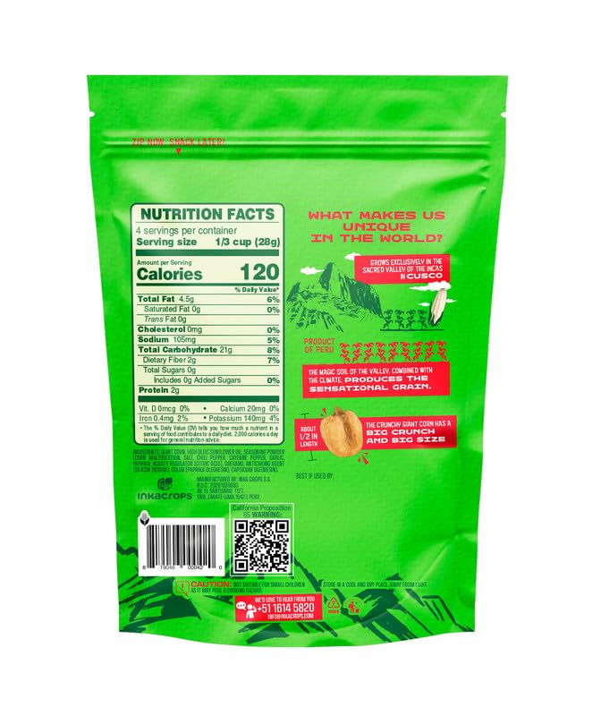 Inka Corn Giant Corn Chile Picante Doy Pack 4 Ounce (Pack of 12)