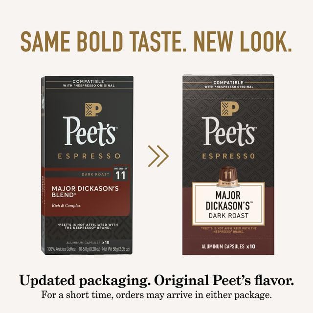 Peet's Coffee Dark and Medium Roast Signature Blend Espresso Capsules Compatible with Nespresso Original Machines 100% Arabica Coffee - Variety Pack 40 Count (4 Boxes of 10 Espresso Capsules)
