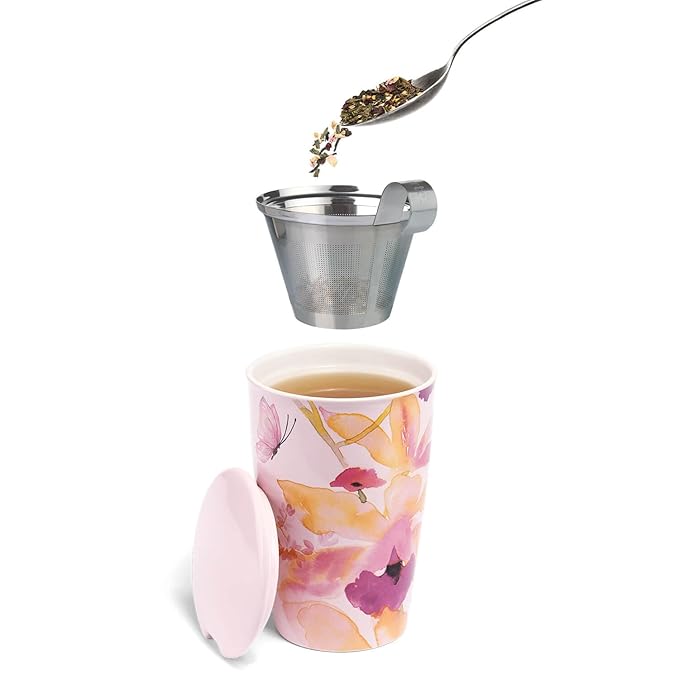 Tea Forte Cherry Marzipan Premium Loose Leaf Caffeinated Green Tea Blend Canister Makes 35-50 Cups