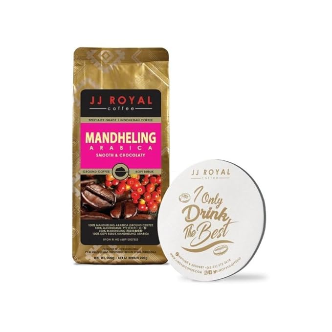 JJ Royal Coffee Mandheling Arabica 200g Ground Coffee (Pack of 1)