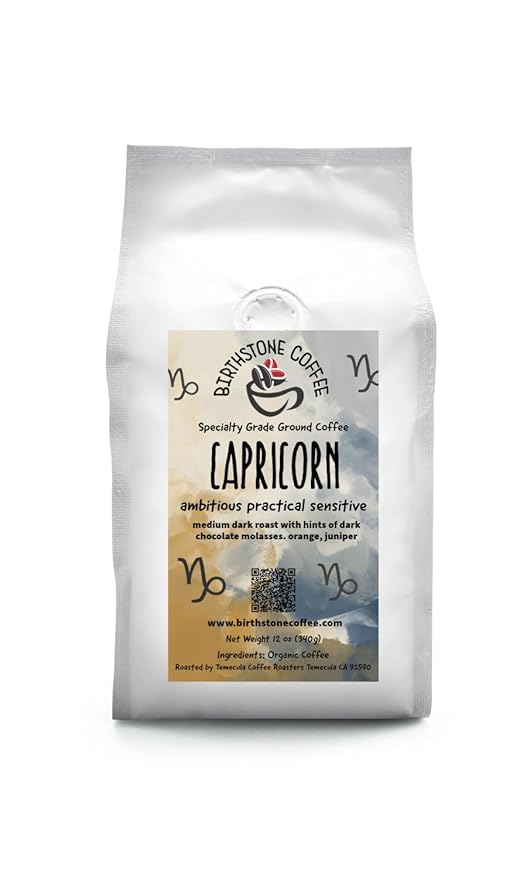 CAPRICORN Coffee/ Birthstone Coffee Birthday Collection/ GROUND/ December 22-January 19. Hello overachiever! You keep going when others give up. You're sensitive practical ambitious loyal and suppo