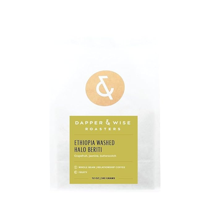 Ethiopia Washed Halo Beriti - Roasted by Dapper &amp Wise - Whole Bean Coffee - 12 Ounce Bag