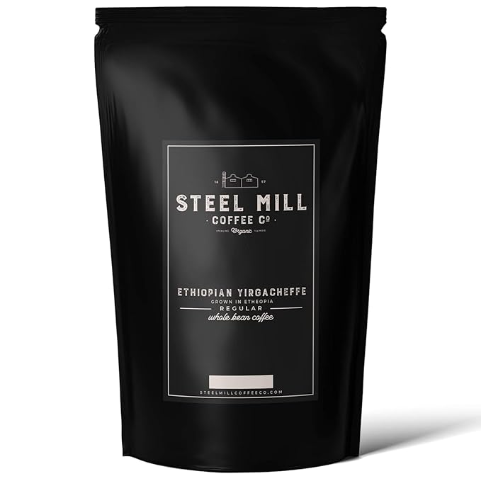 Steel Mill Coffee Co. | Ethiopian Yirgacheffe Fair Trade Organic Coffee | 2 LB Bag | Ground | 100% Arabica Beans | Organic Fair Trade