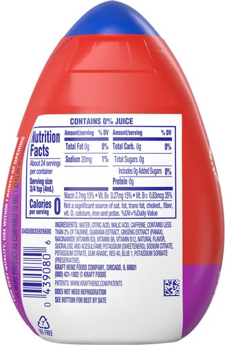 MiO Energy Acai Berry Storm Naturally Flavored with other natural flavors Liquid Water Enhancer Drink Mix with Caffeine &amp B Vitamins with 2X More (3.24 fl. oz. Bottle) (Pack of 4)