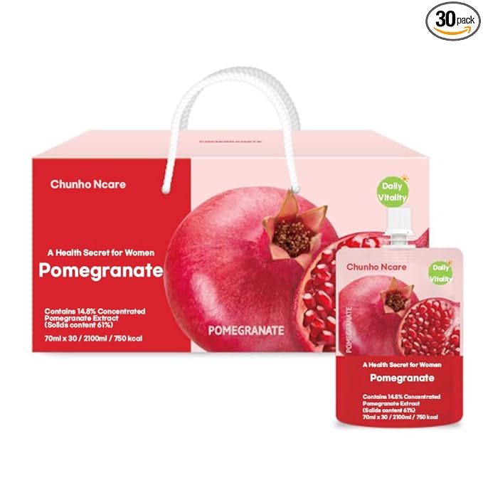 ChunhoNcare Korean Pomegranate Juice Made with Turkish Pomegranate No Additives Resealable Pouch HACCP Certified (70mlx30pouches)
