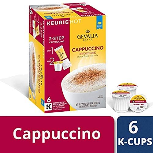 Gevalia Cappuccino Keurig K Cup Pods with Froth Packets 5.98oz (24 Count 4 Boxes)