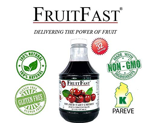 Red Tart Cherry Juice Concentrate by FruitFast - (16 FL OZ) Unsweetened 68 Brix Pure Concentrated Cherry Juice - 100% Dark Cherry Extract - No Additives or Fillers!
