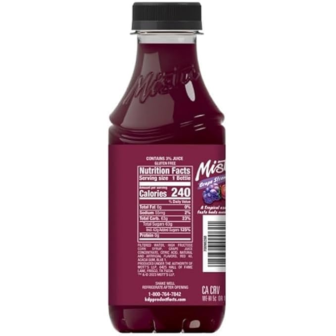Mis-tic Vibrant Flavor Grape Strawberry Juice 16 fl oz - 12 Bottles (Pack of 12 Grape Strawberry)