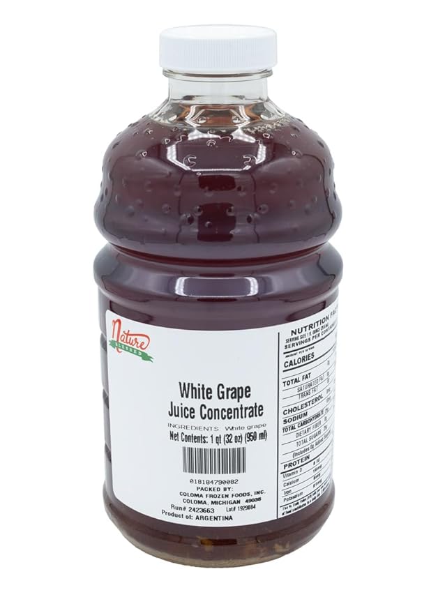 Nature Blessed 100% Pure White Grape Concentrate - 1 Quart (1/32 fl oz bottle) Applications: Home Wine Making Brewing Mead Distilling Smoothies Making Jelly