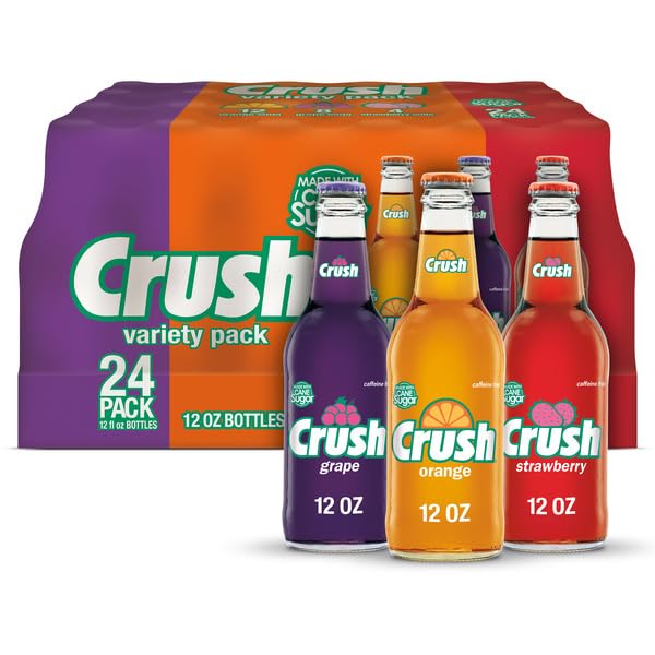 Crush Soda Variety Pack 12 oz Glass Bottles (Pack of 24)