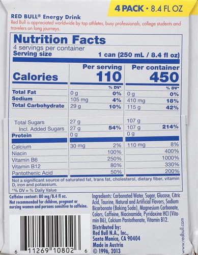 Red Bull Energy Drink 80mg Caffeine | Taurine &amp B Vitamins | 8.4 Fl Oz | Pack of 12 Cans