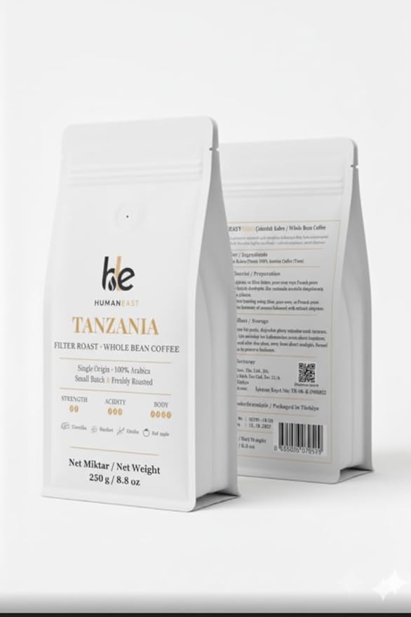 Humaneast Tanzania Single Origin Ground Coffee 8.8 oz (250 g) Medium Roast Specialty Coffee