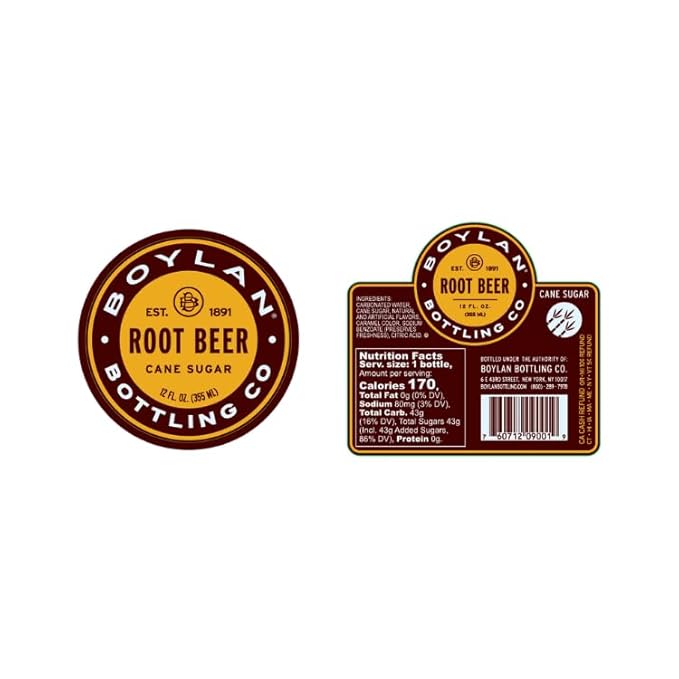 Boylan Bottling Craft Cane Sugar Soda - Root Beer 12oz Glass Bottle (12 Pack Root Beer)