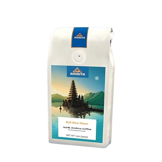 Bali Blue Moon Kintamani - Dark - Roasted by Amrita Certified Pure - Whole Bean Coffee - 2 Pound Bag