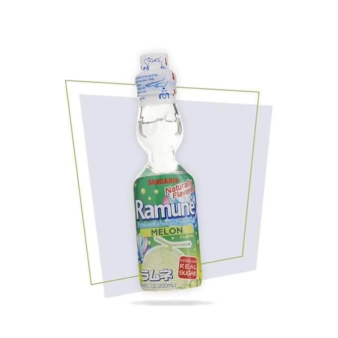 Sangaria Ramune Japanese Soft Drinks Marble Soda Carbonated Variety Pack Bundles Mix Favor Combo Original Strawberry Orange Melon Grape Peach Lychee Flavors 6.76 Fl Oz