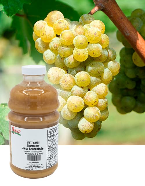 Nature Blessed 100% Pure Chardonnay White Grape Fruit Juice Concentrate - 4 Quarts (4/32 fl oz bottles) Great for Home Vintners Home Brewers Mead Smoothies or Making Jelly