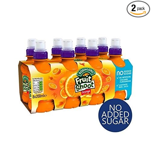 Robinsons Fruit Shoot Orange No Added Sugar 8 x 200ml (Pack of 2)