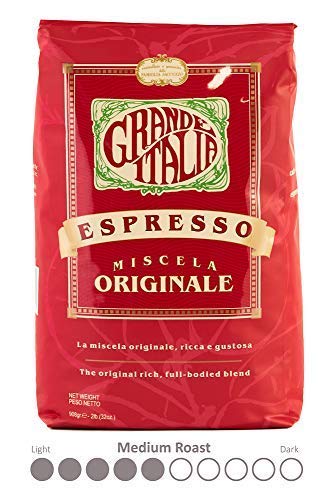 Grande Italia Whole Bean Espresso Miscela Originale Small Batch Artisan Roasted 2lb