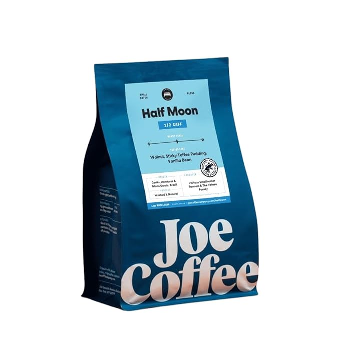 Half Moon Half Caff - Roasted by Joe Coffee Company - Freshly Ground Coffee - 5 Pound Bag