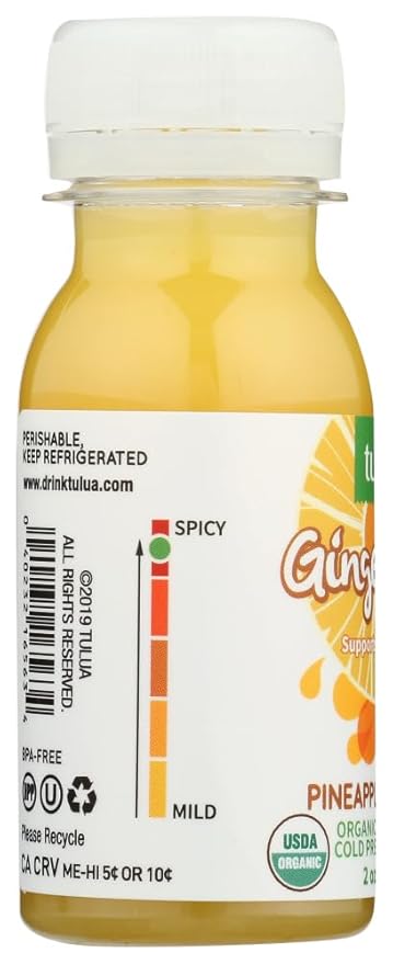 Tulua Ginger Shots - Organic Cold Pressed Ginger and Pineapple Juice 12-Pack