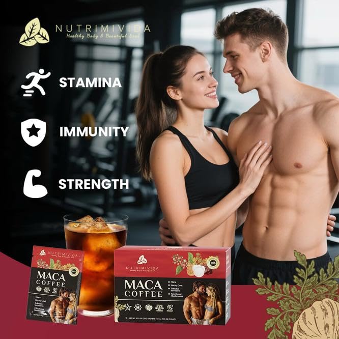 12 in 1 Maca Mushroom Coffee | Arabica Coffee with Maca | Herbs &amp Functional Mushrooms | Non-GMO Vegan | 15 Sachets