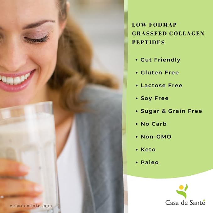 Casa de Sante Elemental Diet Grassfed Collagen Peptides and Vegan Protein Powder Low FODMAP Certified for IBS &amp SIBO Gut Friendly Bundle
