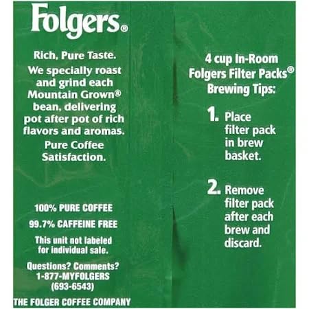 Folgers - Coffee Filter Packs Decaffeinated In-Room Lodging .9Oz 200/Carton